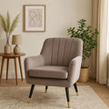 Mink Velvet Accent Chair with Black Legs and Padded Seat