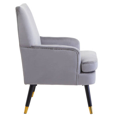 Grey Velvet Accent Chair with Padded Seat
