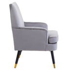 Grey Velvet Accent Chair with Padded Seat