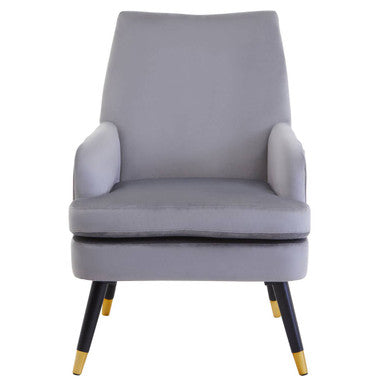 Grey Velvet Accent Chair with Padded Seat