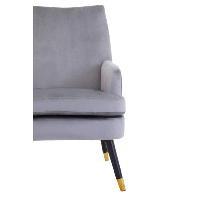 Grey Velvet Accent Chair with Padded Seat