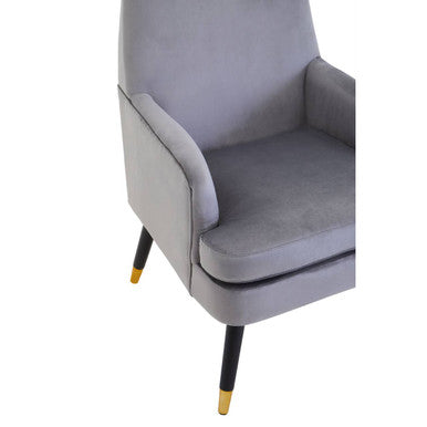 Grey Velvet Accent Chair with Padded Seat