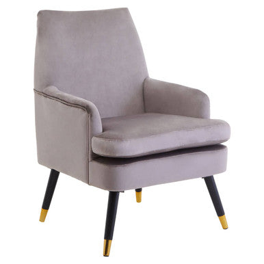 Mink Velvet Accent Chair with Wooden Legs and Padded Seat