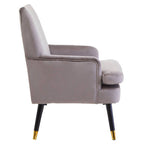 Mink Velvet Accent Chair with Wooden Legs and Padded Seat