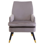 Mink Velvet Accent Chair with Wooden Legs and Padded Seat