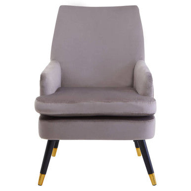 Mink Velvet Accent Chair with Wooden Legs and Padded Seat
