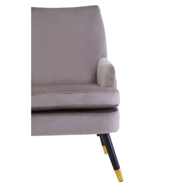 Mink Velvet Accent Chair with Wooden Legs and Padded Seat