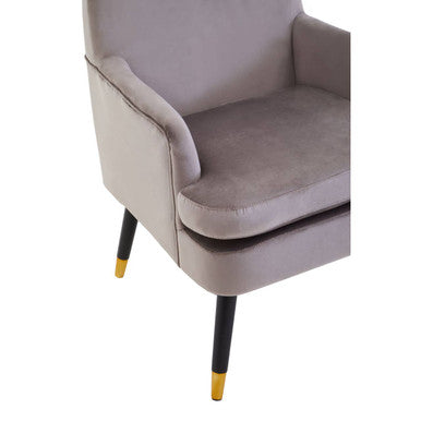 Mink Velvet Accent Chair with Wooden Legs and Padded Seat