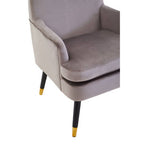 Mink Velvet Accent Chair with Wooden Legs and Padded Seat