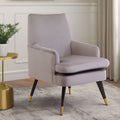 Mink Velvet Accent Chair with Wooden Legs and Padded Seat