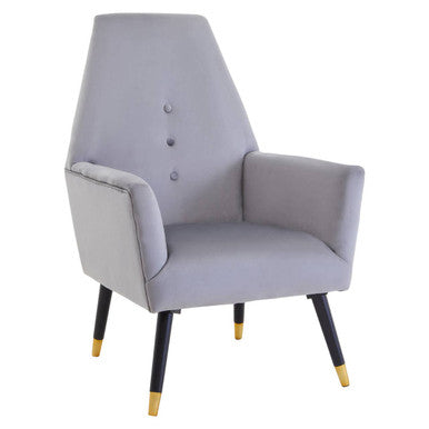 Grey Velvet Button Detail Chair