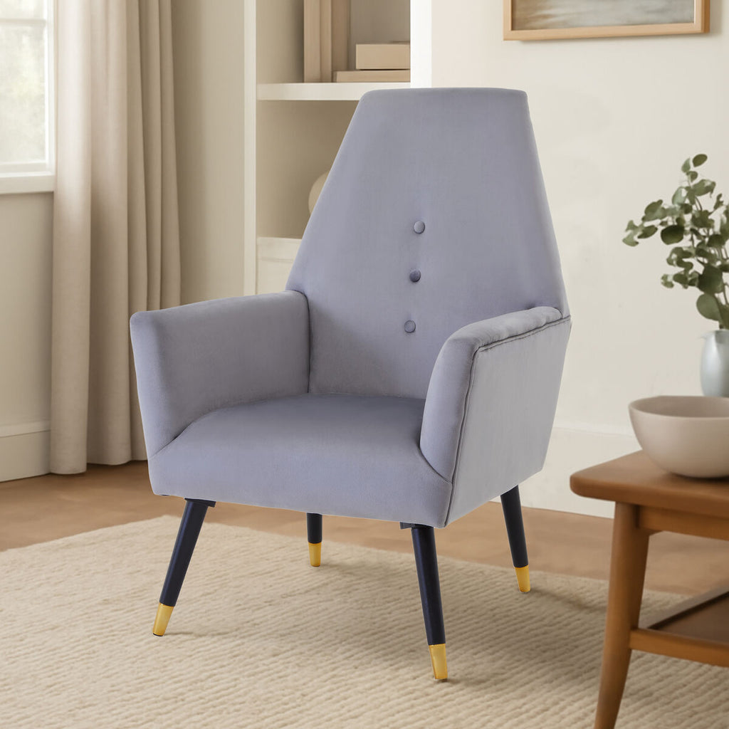 Grey Velvet Button Detail Chair