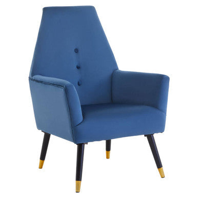 Midnight Blue Velvet Chair with Button Detail