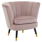 Dusky Pink Velvet Accent Chair with Channel Tufting