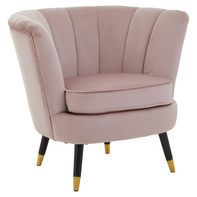 Dusky Pink Velvet Accent Chair with Channel Tufting