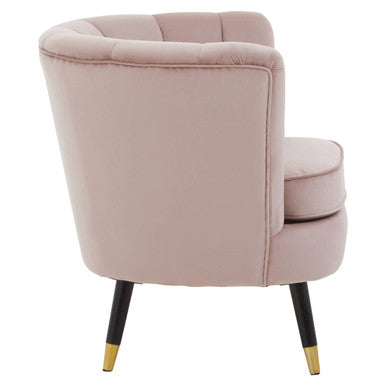 Dusky Pink Velvet Accent Chair with Channel Tufting
