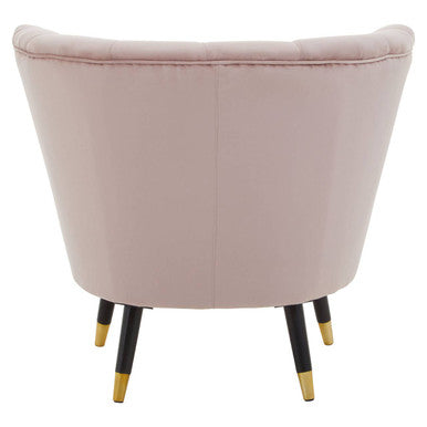 Dusky Pink Velvet Accent Chair with Channel Tufting
