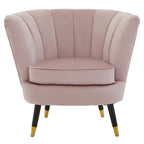Dusky Pink Velvet Accent Chair with Channel Tufting