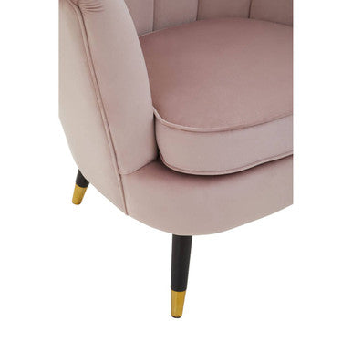 Dusky Pink Velvet Accent Chair with Channel Tufting