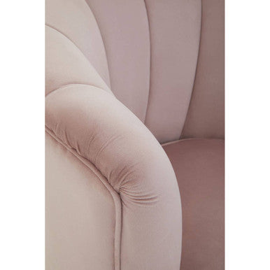 Dusky Pink Velvet Accent Chair with Channel Tufting