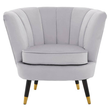 Grey Velvet Shell Accent Chair