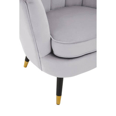 Grey Velvet Shell Accent Chair