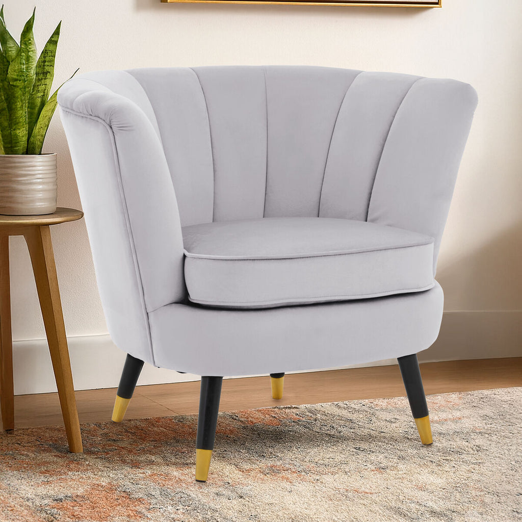 Grey Velvet Shell Accent Chair