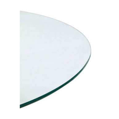 Clear Glass Top Round Dining Table with Black Wood Effect Metal Legs