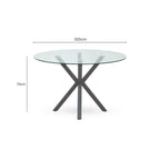 Clear Glass Top Round Dining Table with Grey Metal Legs