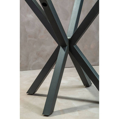 Clear Glass Top Round Dining Table with Grey Metal Legs