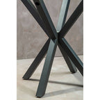 Clear Glass Top Round Dining Table with Grey Metal Legs