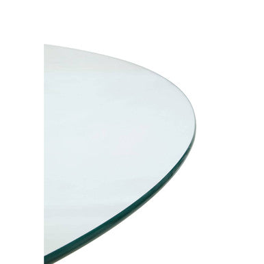 Clear Glass Top Round Dining Table with Grey Metal Legs