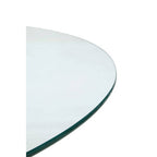 Clear Glass Top Round Dining Table with Grey Metal Legs
