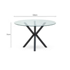 Clear Glass Top Round Dining Table with Black Metal Legs