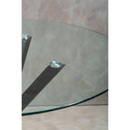 Clear Glass Top Round Dining Table with Black Metal Legs