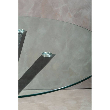 Clear Glass Top Round Dining Table with Black Metal Legs