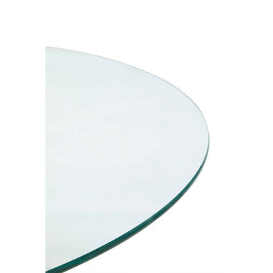 Clear Glass Top Round Dining Table with Black Metal Legs