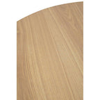 Natural Wood Veneer Top Round Dining Table with Black Metal Legs