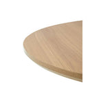 Natural Wood Veneer Top Round Dining Table with Black Metal Legs