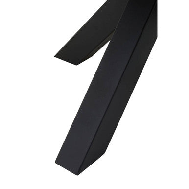Natural Wood Veneer Top Round Dining Table with Black Metal Legs