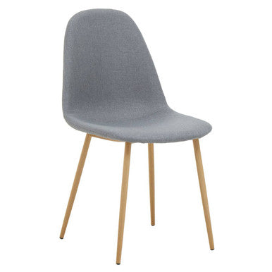 Grey Fabric Dining Chair with Wood Effect Legs