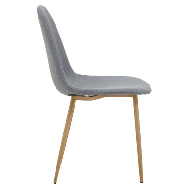 Grey Fabric Dining Chair with Wood Effect Legs