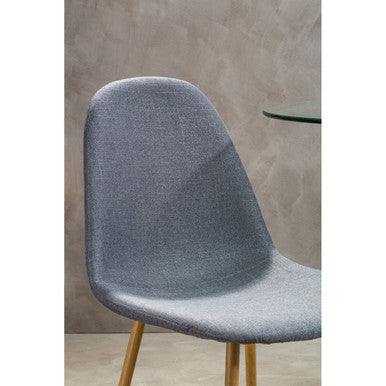 Grey Fabric Dining Chair with Wood Effect Legs