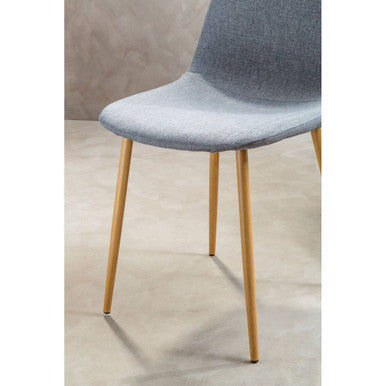 Grey Fabric Dining Chair with Wood Effect Legs