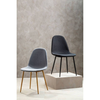 Grey Fabric Dining Chair with Wood Effect Legs