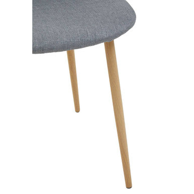 Grey Fabric Dining Chair with Wood Effect Legs