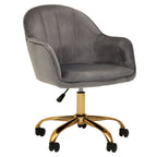 Grey Velvet and Gold Base Home Office Chair