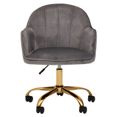 Grey Velvet and Gold Base Home Office Chair