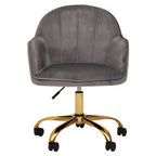 Grey Velvet and Gold Base Home Office Chair