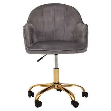 Grey Velvet and Gold Base Home Office Chair